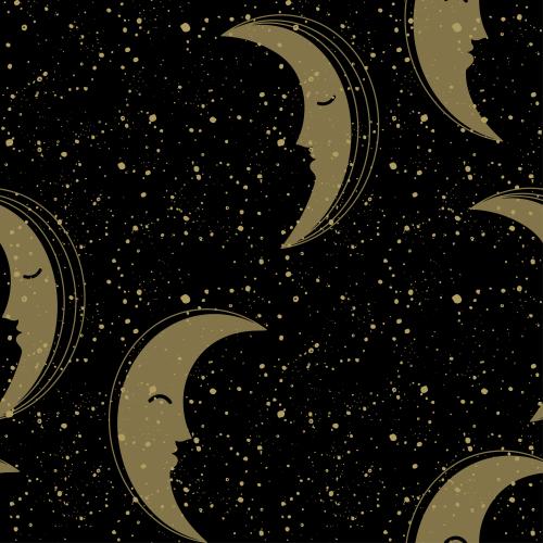 月亮。矢量图 月亮与黑色背景上的星星装饰贴花