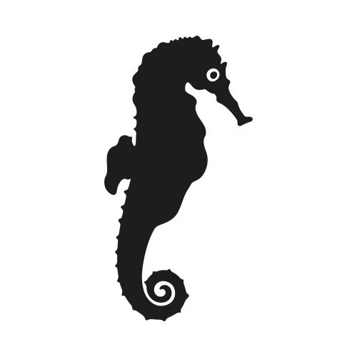 矢量图片 海马黑影白底