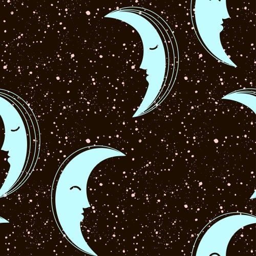 月亮。矢量图 月亮与星星装饰斑点黑色背景