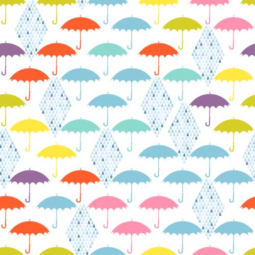 菱形。矢量图 彩色雨伞，白底钻石形状雨滴