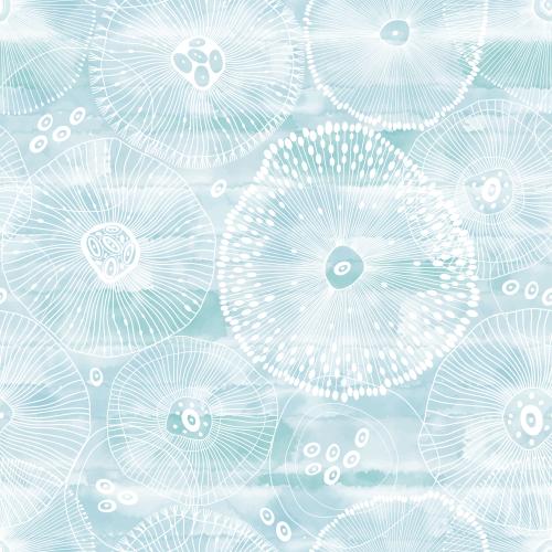 矢量图片 抽象的海洋生物在天蓝色水彩上