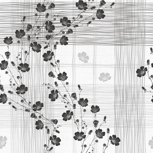 格子花纹。矢量图 盛开亚麻嫩枝方格纹