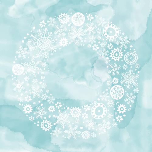 矢量图片 蓝色水彩背景星雪花圆形相框