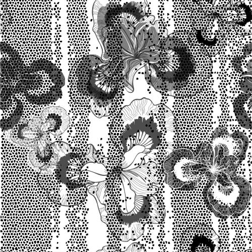 鸢尾花。矢量图 鸢尾花黑白马赛克