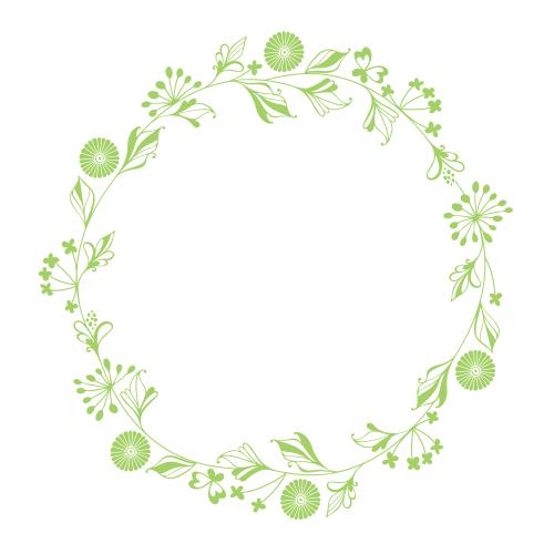 矢量图片 白底圆形相框配幻想植物与蝴蝶