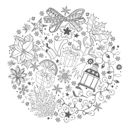 圣诞红。矢量图 白色背景上的冬季节日符号圆形图案