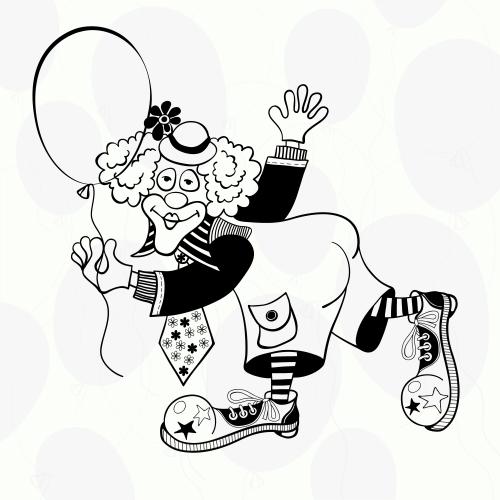 矢量图片 黑白气球小丑