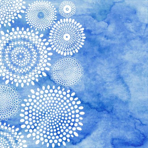 矢量图片 抽象花卉，文字空间 蓝色水彩背景