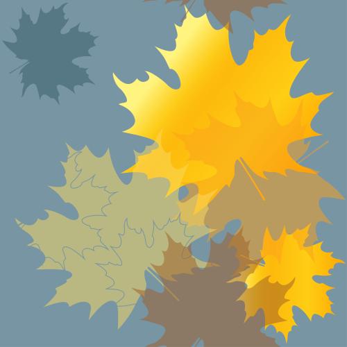 秋天。矢量图 枫叶在蓝色上