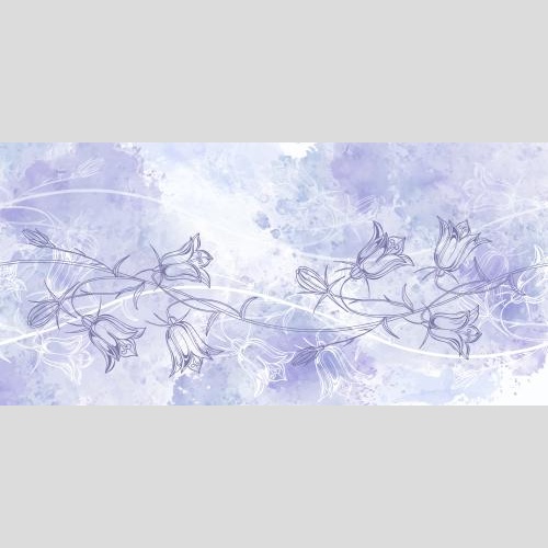 矢量图片 铃兰花，淡紫色水彩上的波浪线