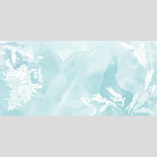 矢量图片 海藻与贝壳，蓝色水彩文字空间