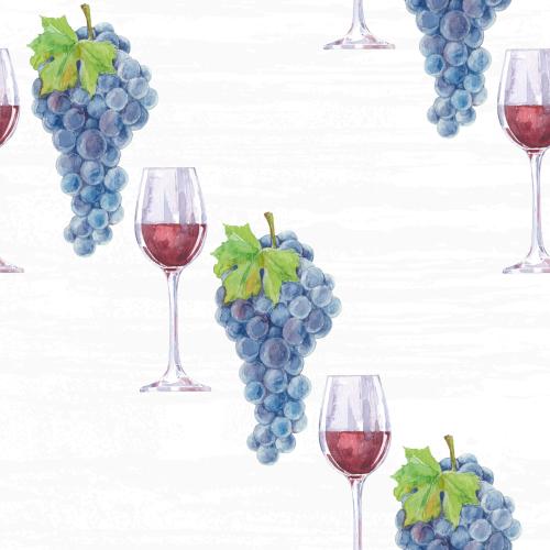 原创位图 葡萄和红酒杯在浅色背景上