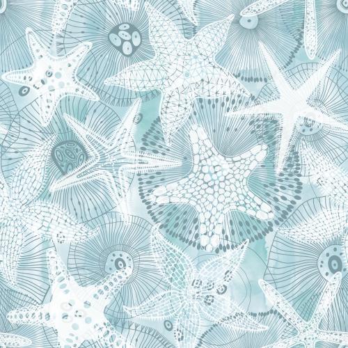 矢量图片 海洋之星抽象的水彩蓝色海洋生物