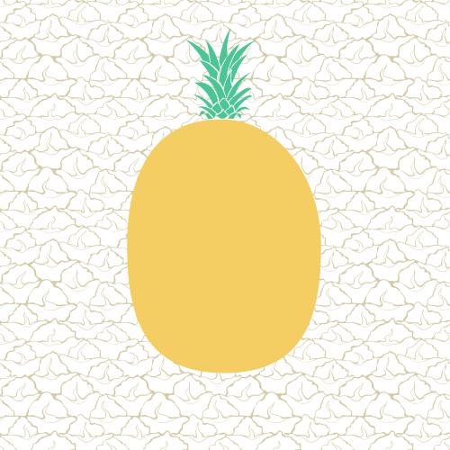 菠萝。矢量图 彩绘凤梨轮廓与果皮碎片