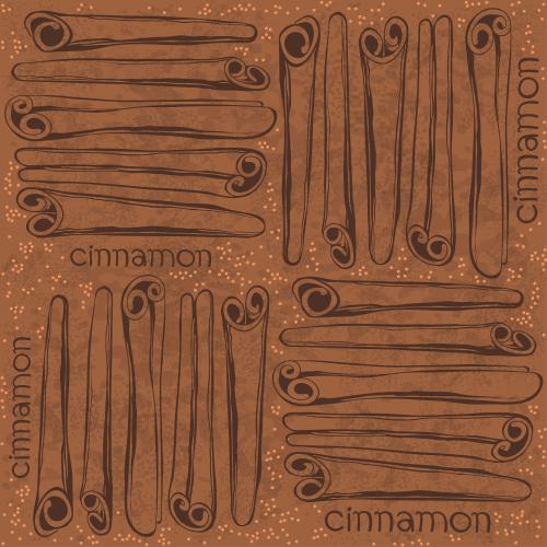 肉桂。矢量图 肉桂棒，带纹理棕色上的cinnamon字样