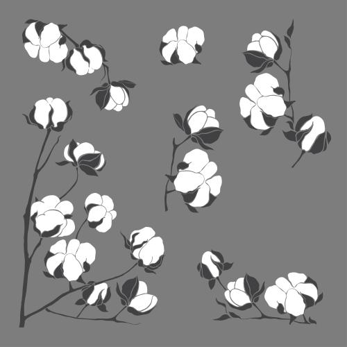 棉花。矢量图 棉枝灰色款